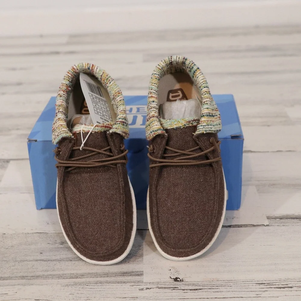 Hey Dude Wendy Youth Baja Fold Slip On Boots Cozy Brown Size 1